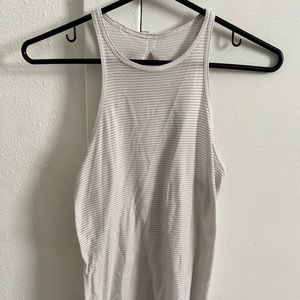 Lululemon white high neck with open back detail